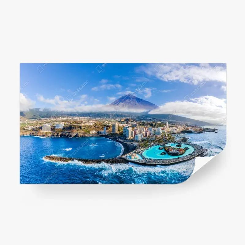 Fototapete luftpanorama der küste von Teneriffa mit dem Mount Teide