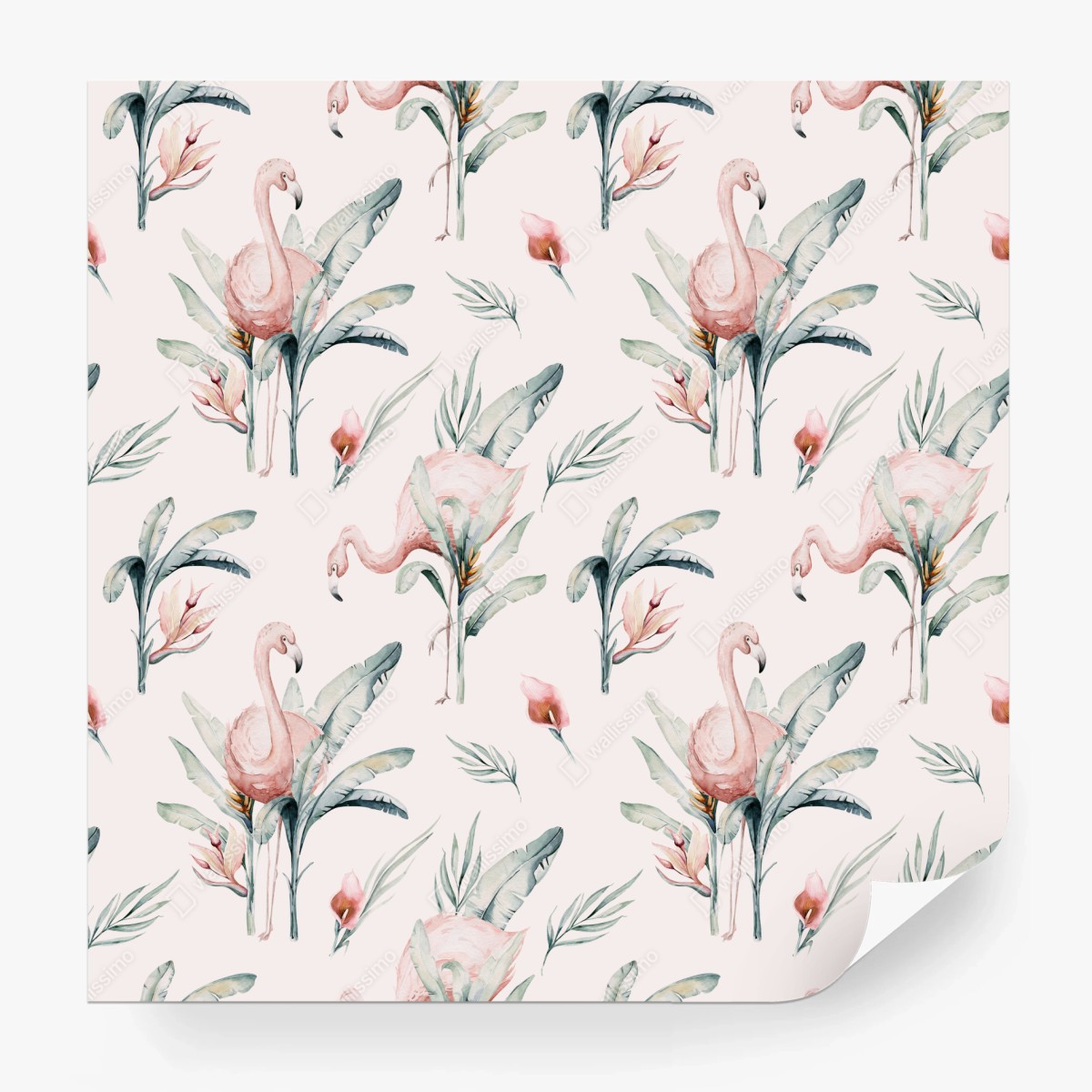 Fototapete aquarell flamingo tropisches muster – Wallnifity®