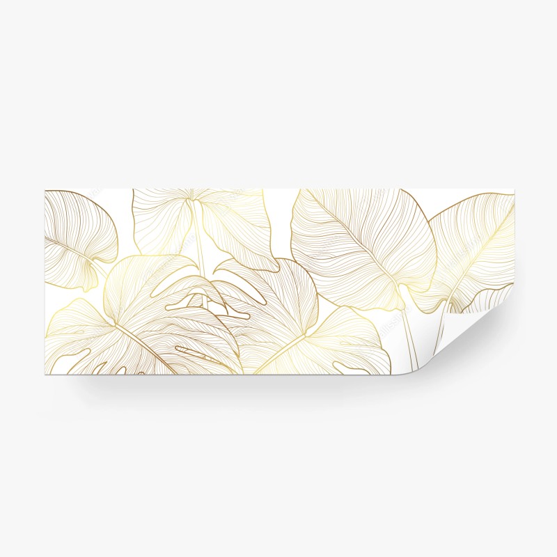 Fototapete goldene botanische blattzeichnung – Wallnifity®