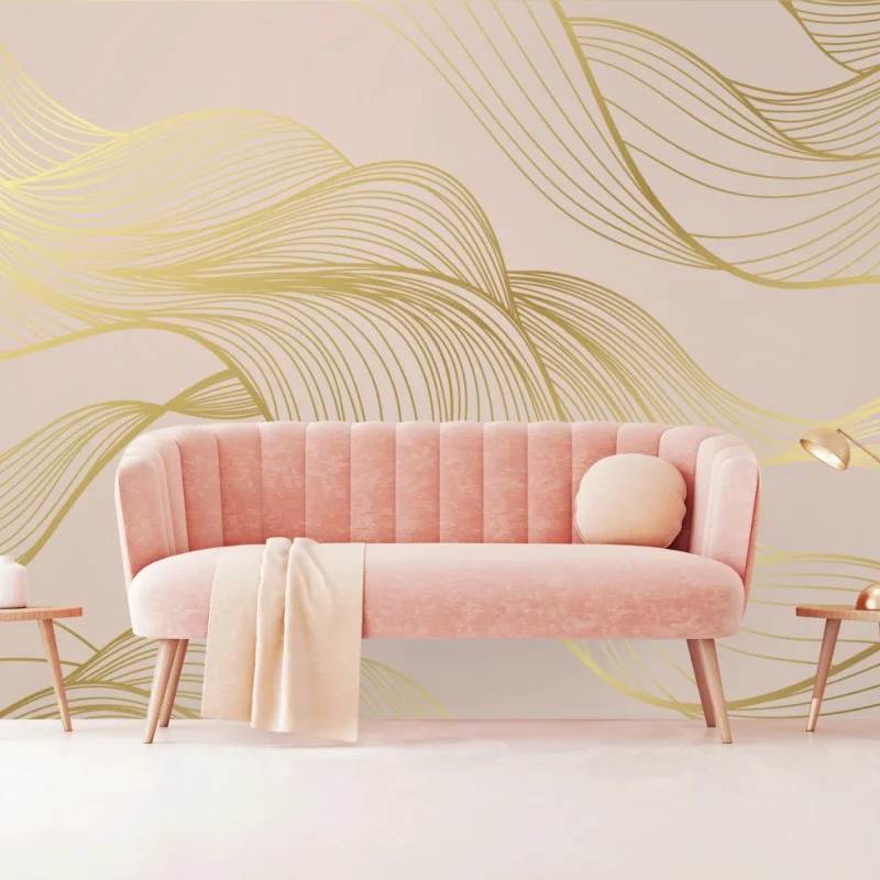 Fototapete abstraktes muster goldener wellen – Wallnifity®