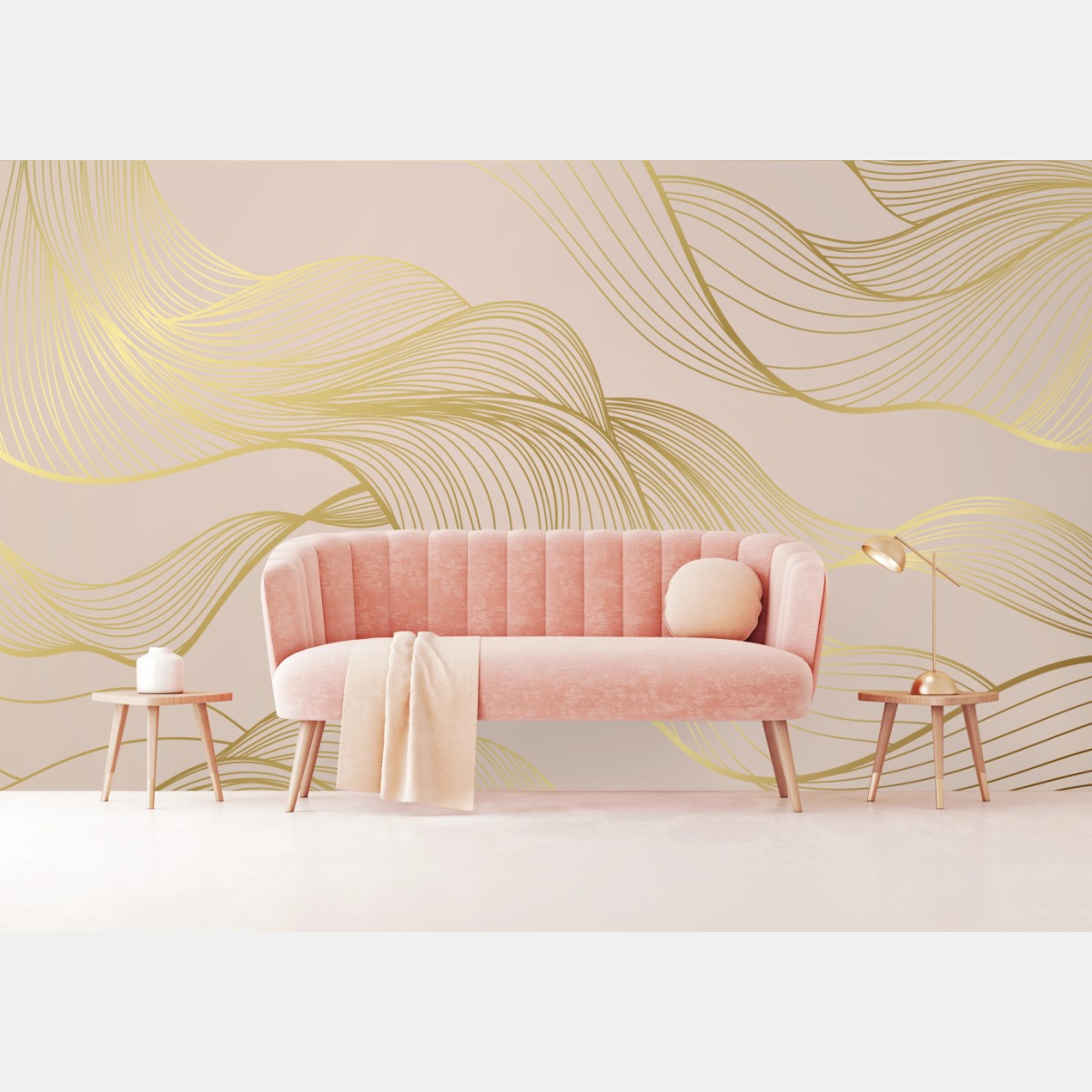 Fototapete abstraktes muster goldener wellen – Wallnifity®