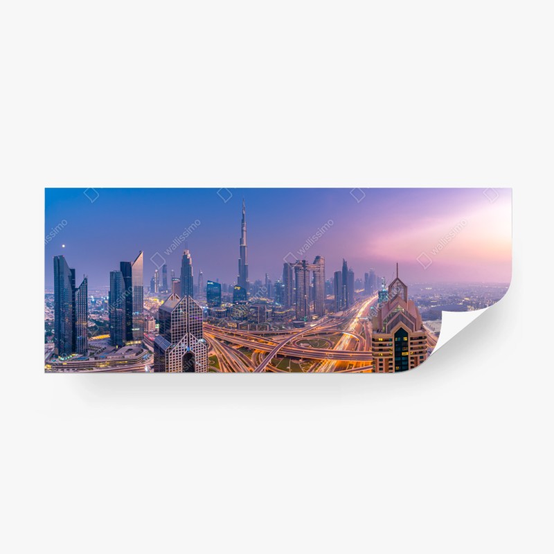 Fototapete panoramablick auf Dubai bei dämmerung – Wallnifity®