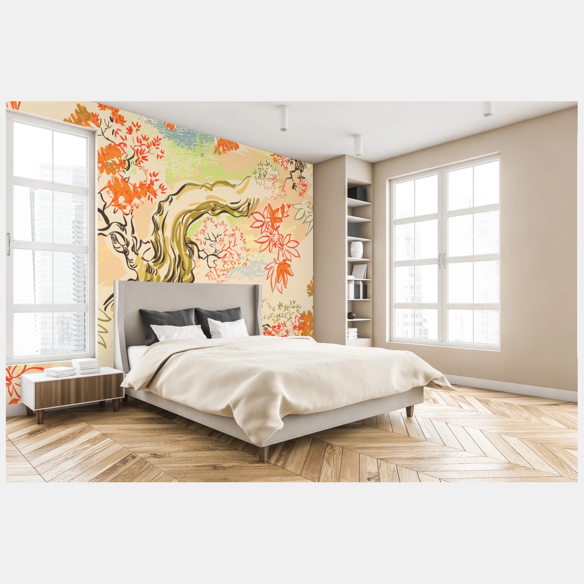 Fototapete orientalisches baummuster mit blättern – Wallnifity®