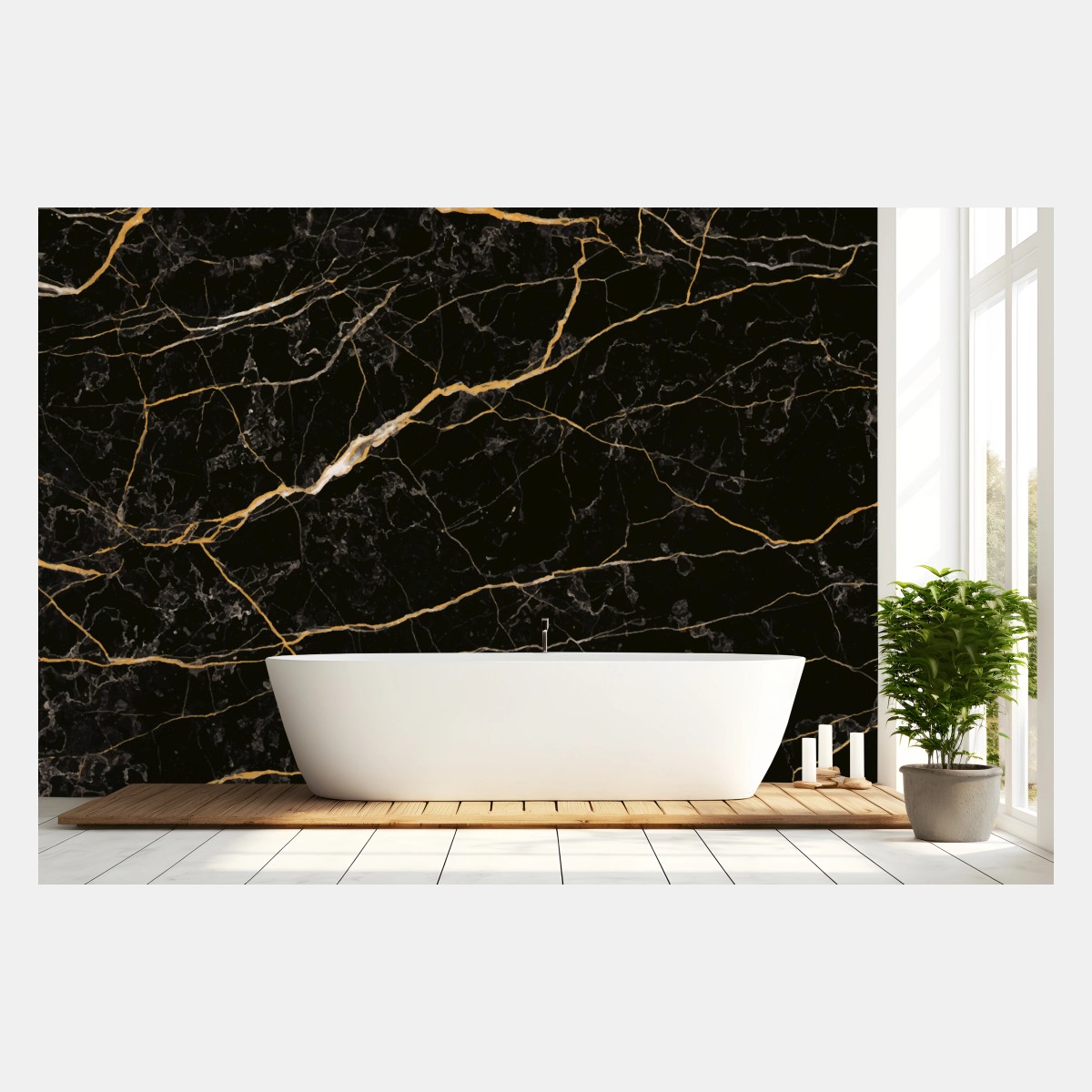 Fototapete schwarzer marmor mit goldenen adern – Wallnifity®