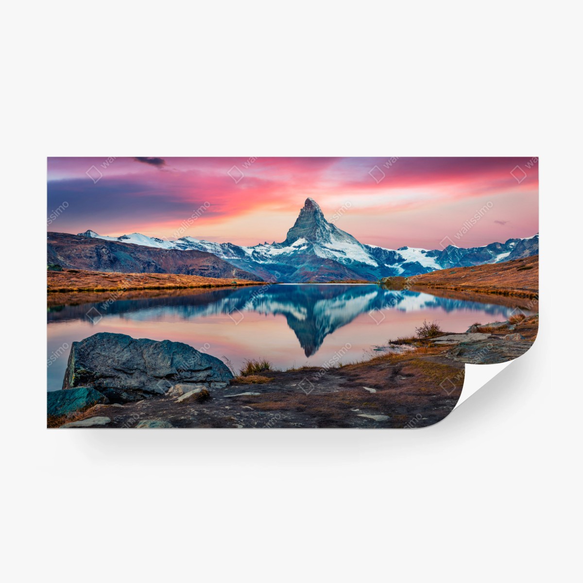 Fototapete majestätisches Matterhorn spiegelt sich im Stellisee – Wallnifity®