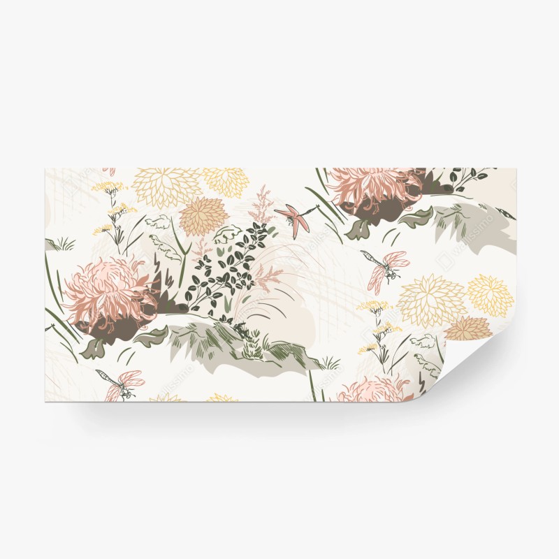 Fototapete herbstlicher bergsee mit vögeln – Wallnifity®