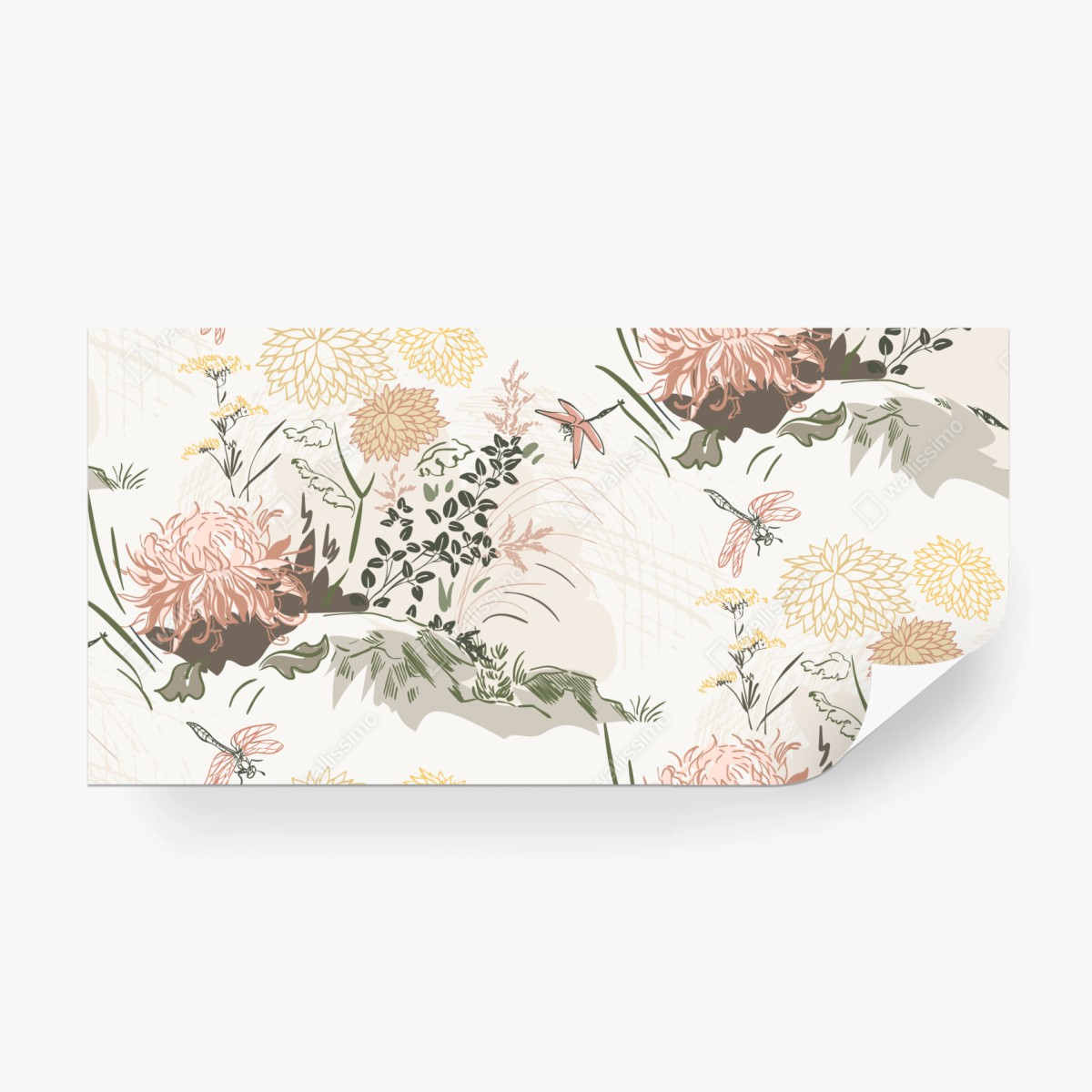 Fototapete zartes pastell-blumenmuster – Wallnifity®