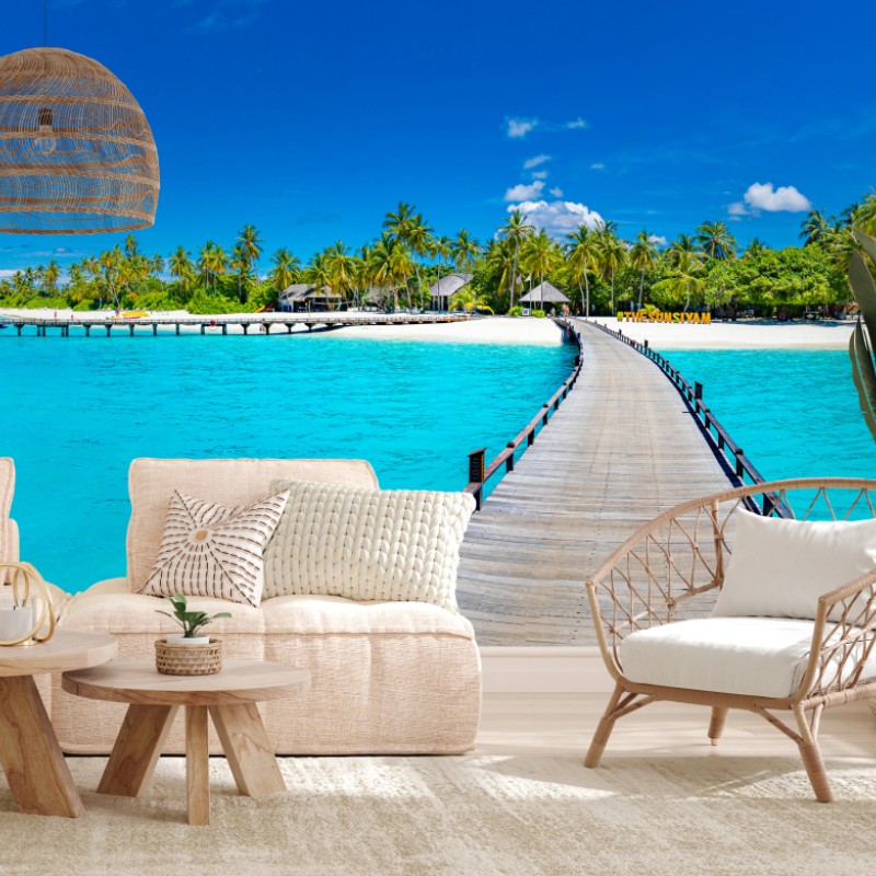 Fototapete tropischer türkiser strand – Wallnifity®