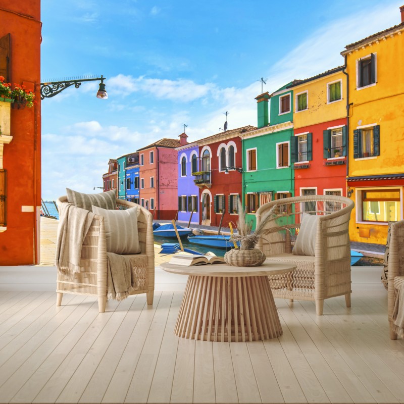 Fototapete bunte kanalhäuser von Burano – Wallnifity®