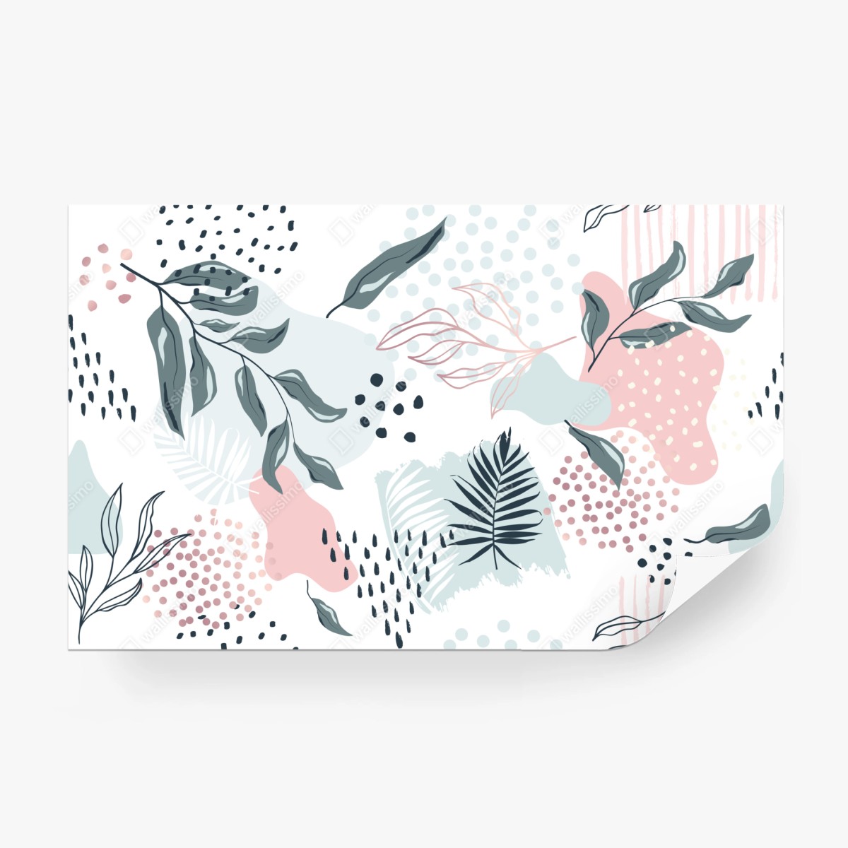 Fototapete pastellfarbenes botanisches abstraktes muster – Wallnifity®