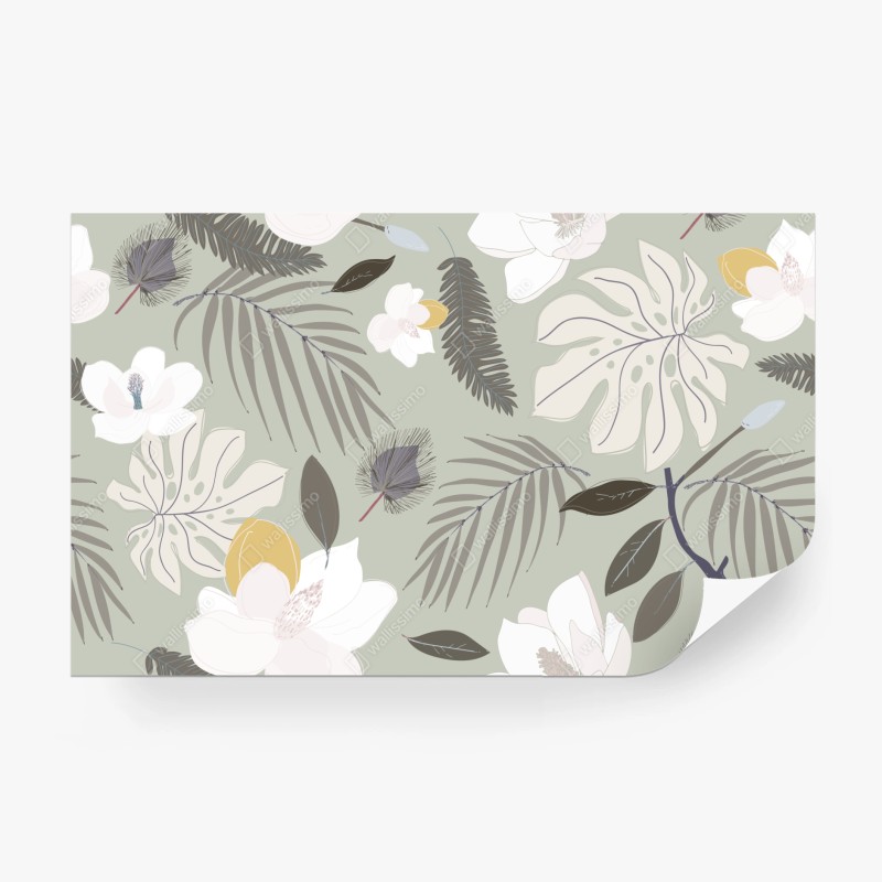 Fototapete zartes pastell botanikmuster