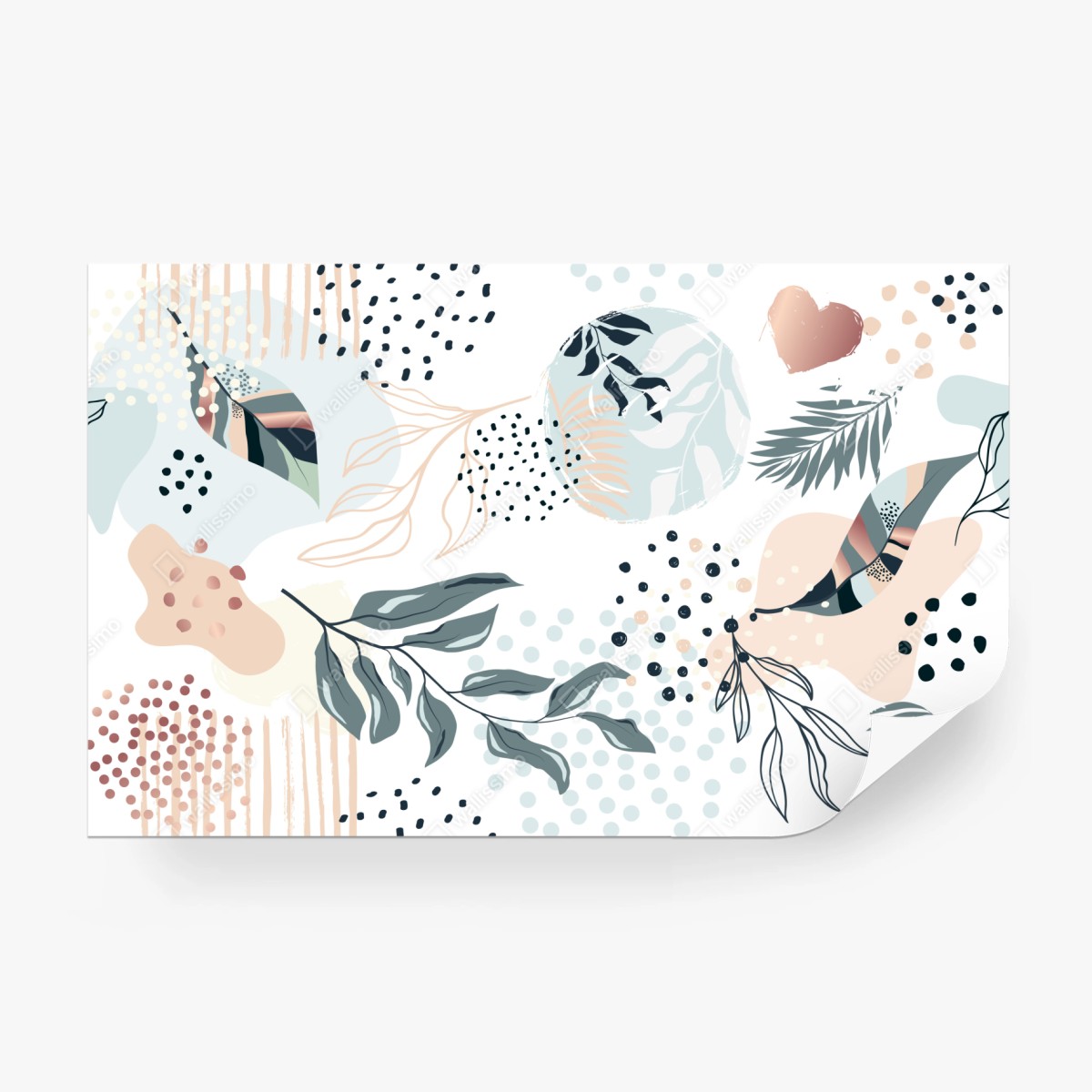 Fototapete pastellfarbenes botanisches abstraktes muster – Wallnifity®