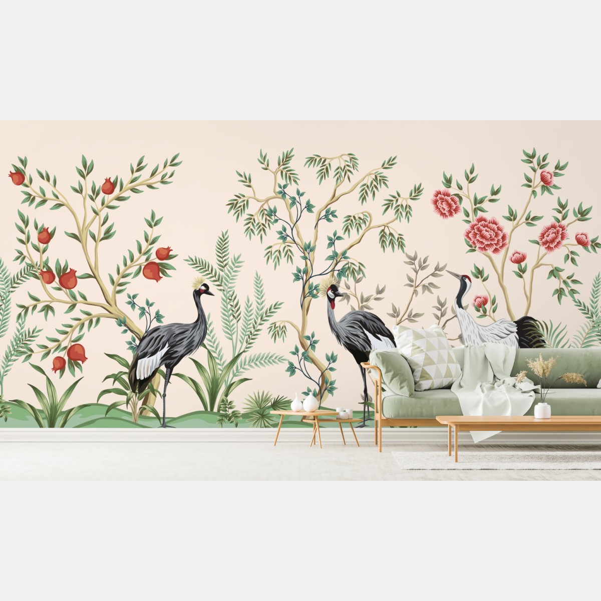 Fototapete orientalischer kranichgarten – Wallnifity®
