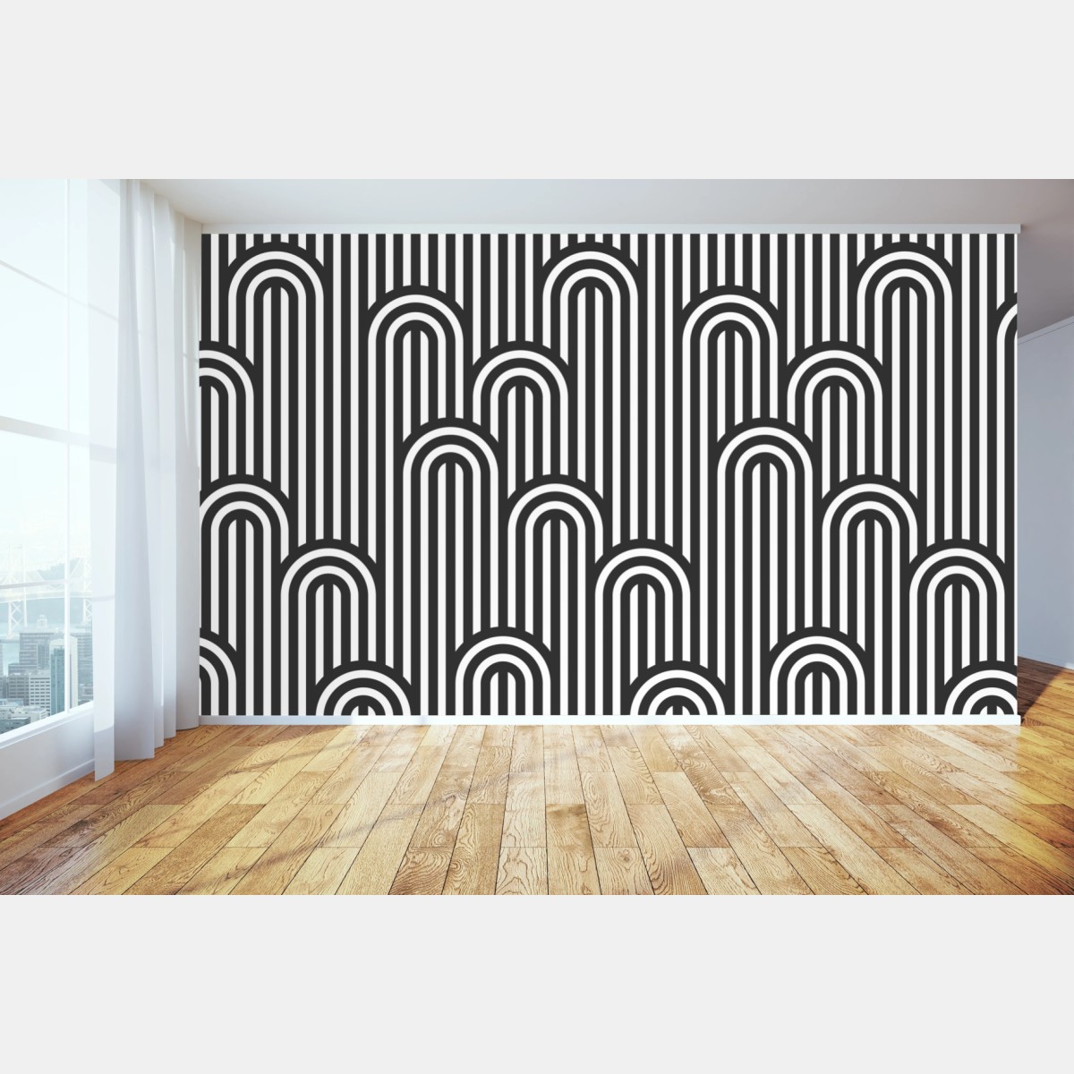 Fototapete schwarzweißes geometrisches streifenmuster – Wallnifity®