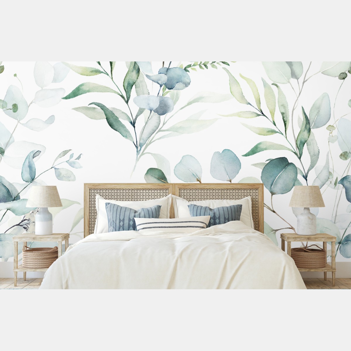 Fototapete aquarell eukalyptus blättermuster – Wallnifity®