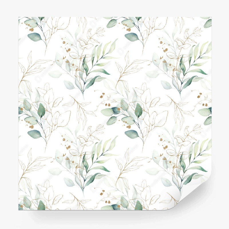 Fototapete sanftes eukalyptus aquarellmuster – Wallnifity®