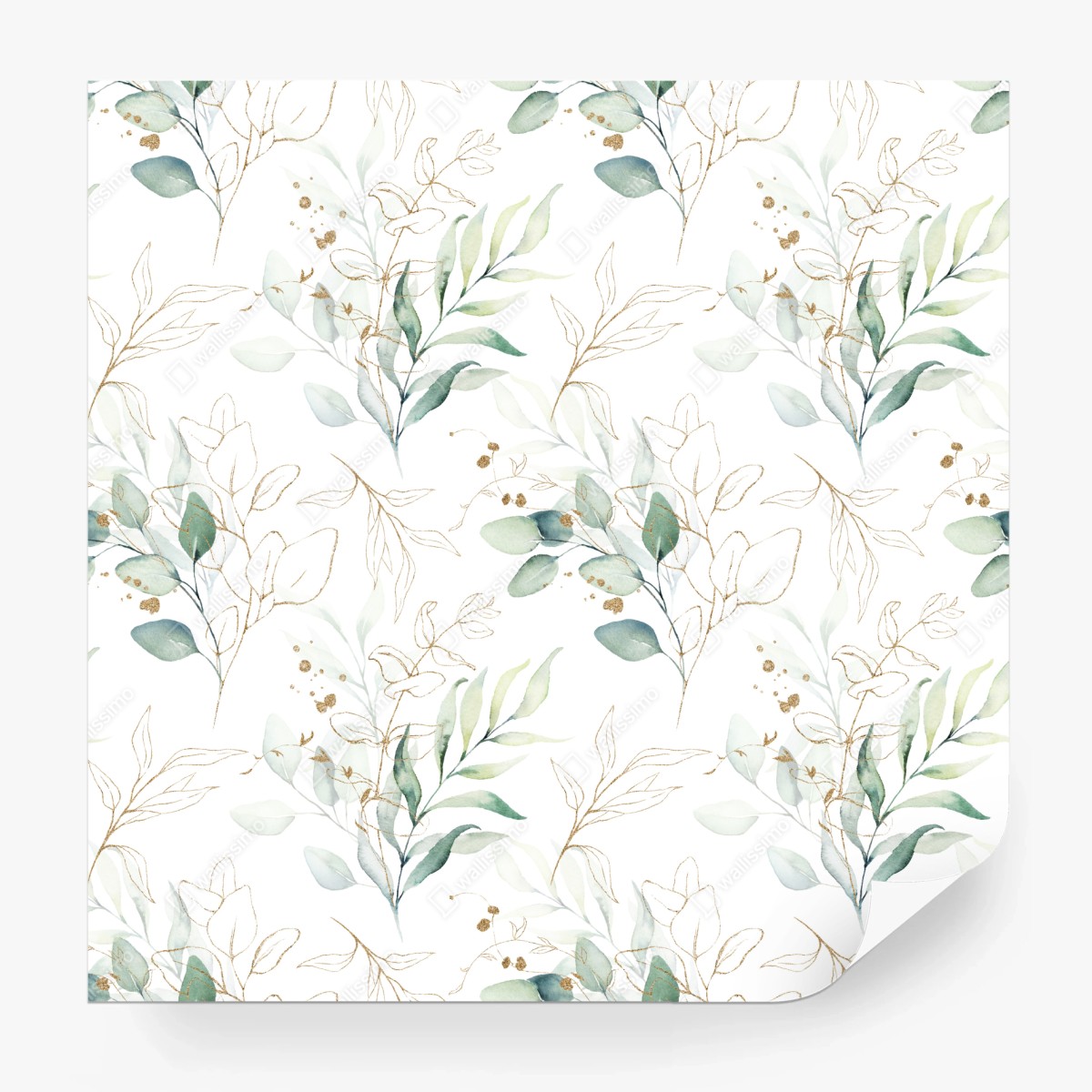 Fototapete sanftes eukalyptus aquarellmuster – Wallnifity®