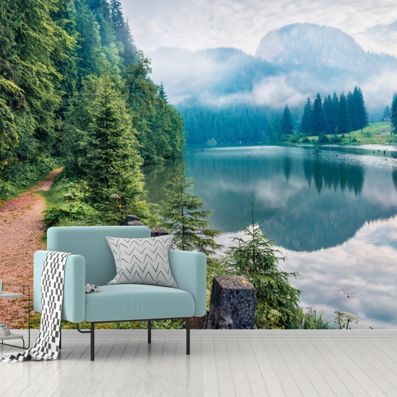 Fototapete nebliger morgen am Lacu Rosu – Wallnifity®