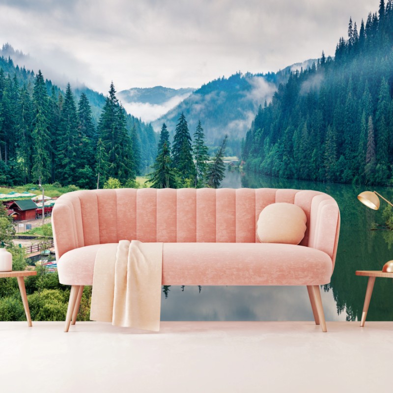 Fototapete nebliger morgen am Lacu Rosu – Wallnifity®