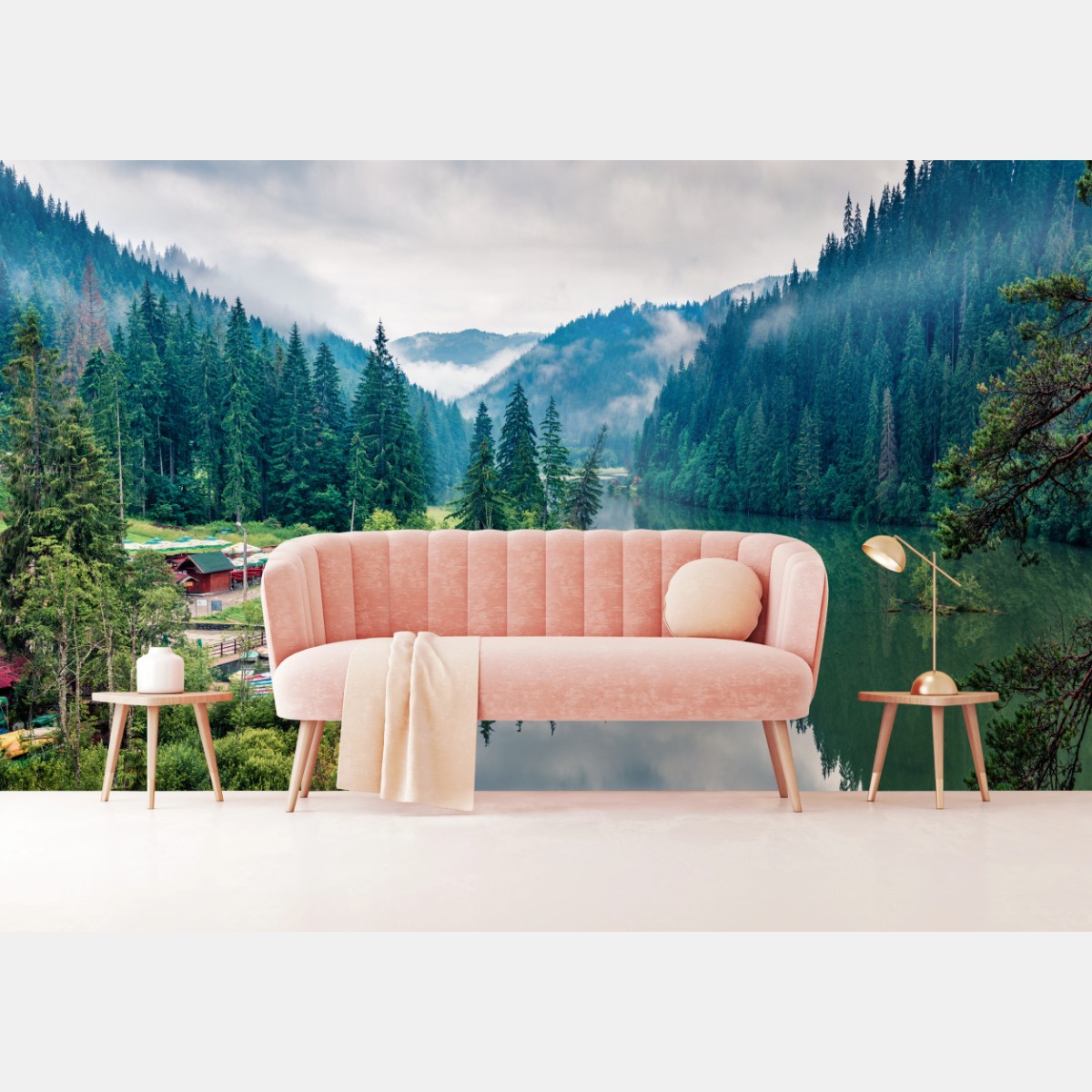 Fototapete nebliger morgen am Lacu Rosu – Wallnifity®