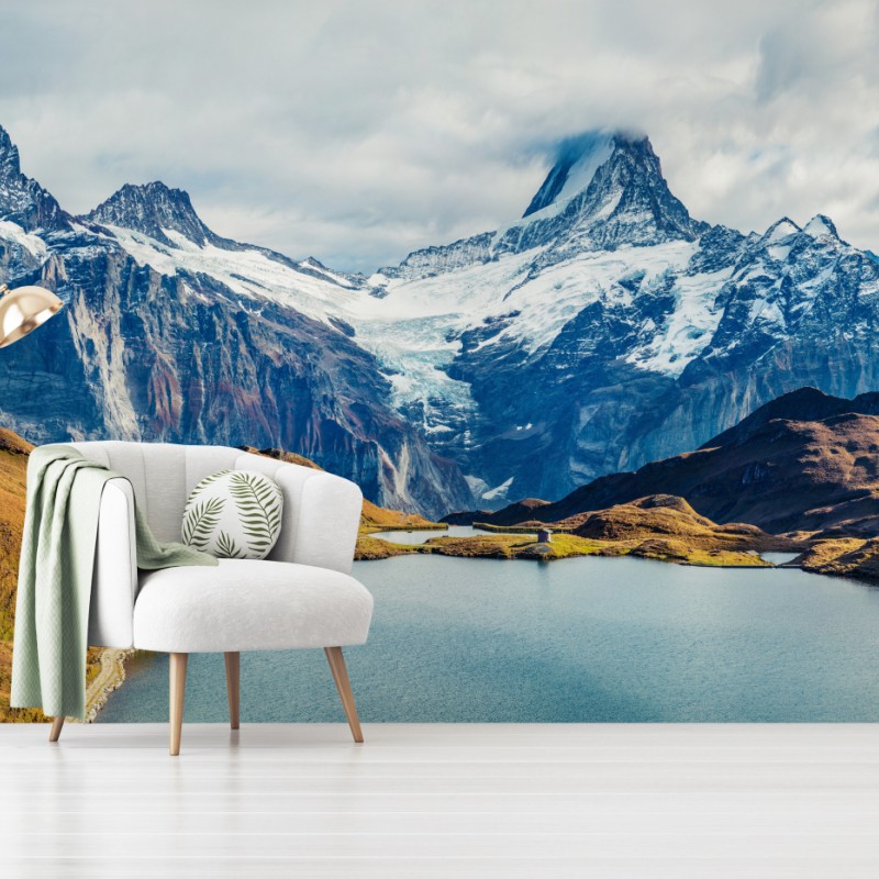 Fototapete morgendliche aussicht am Bachalpsee, Schweizer Alpen – Wallnifity®