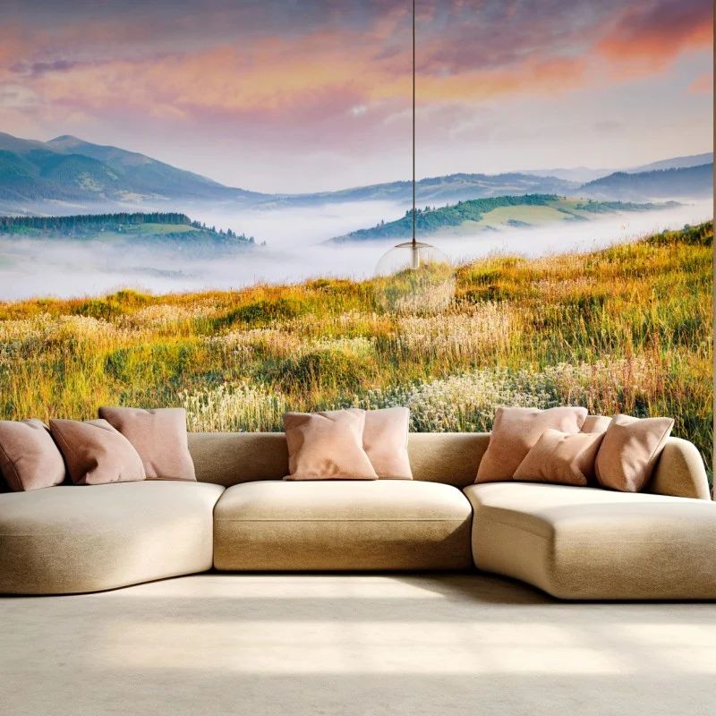 Fototapete nebliger morgen in den Karpaten – Wallnifity®