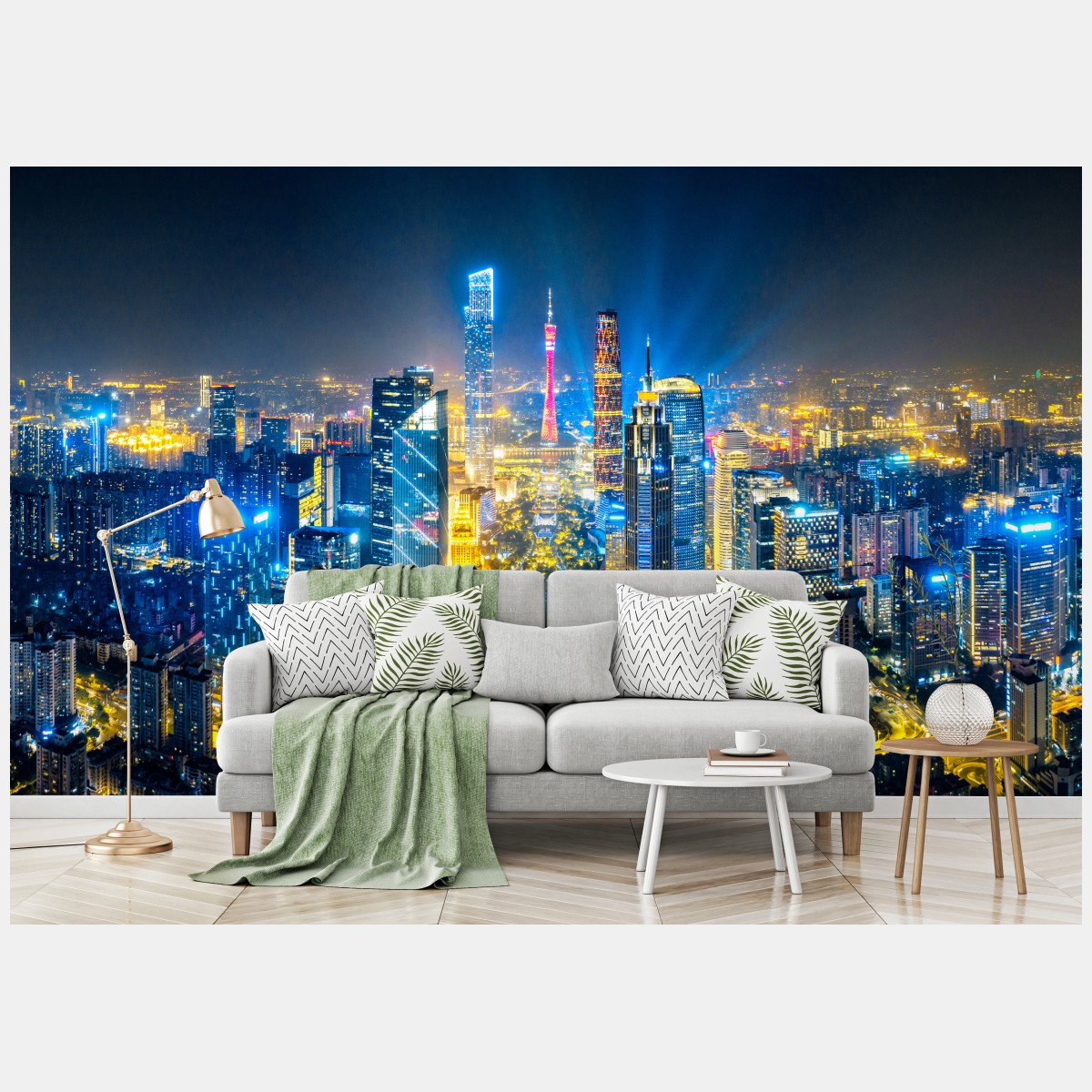 Fototapete nachtpanorama skyline Guangzhou – Wallnifity®