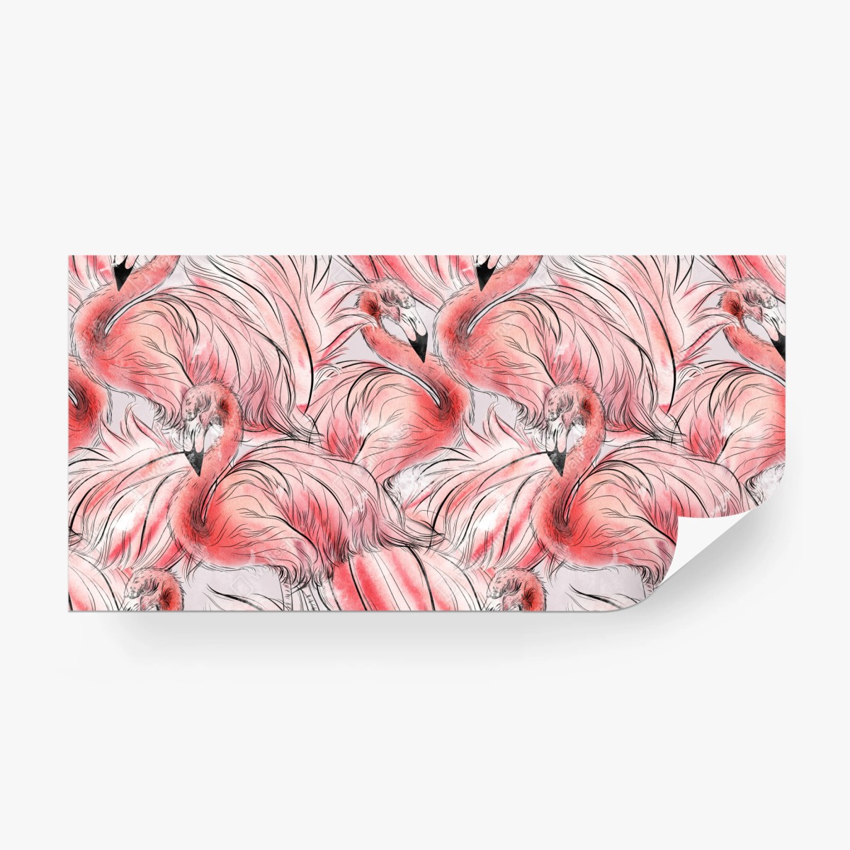 Fototapete aquarell flamingo nahtloses muster – Wallnifity®