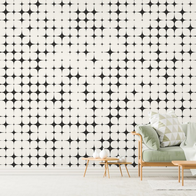 Fototapete monochromes geometrisches punktmuster – Wallnifity®
