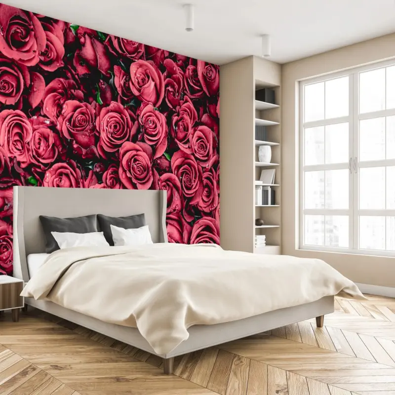 Fototapete pralle rote rosen wandbild