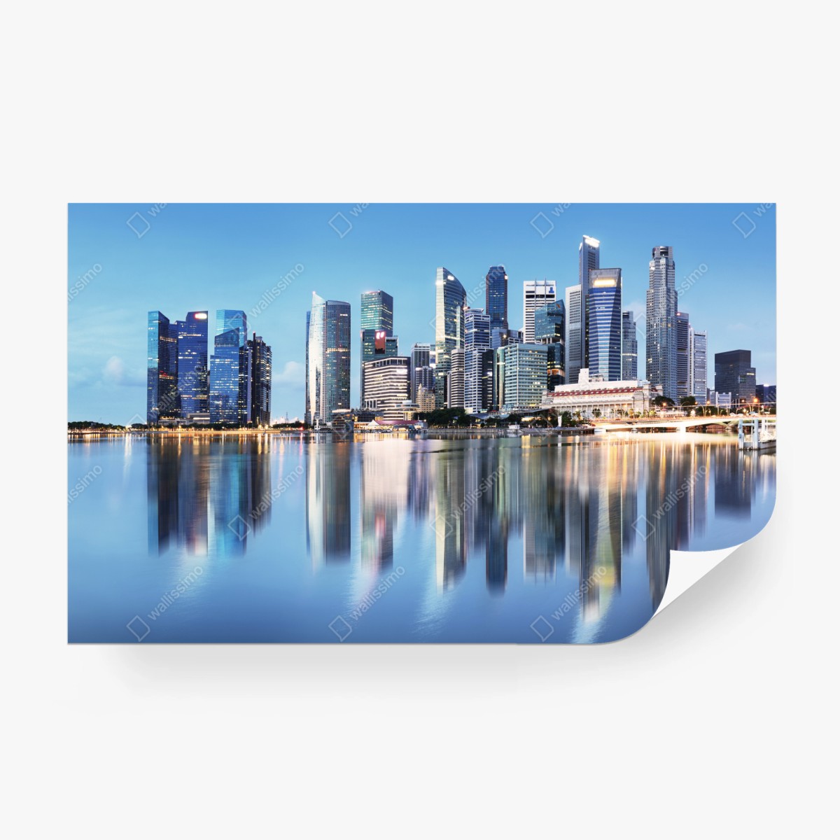 Fototapete moderne stadtskyline gespiegelt im wasser – Wallnifity®