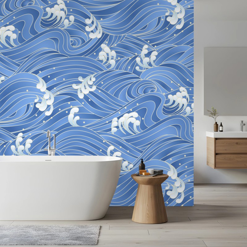 Fototapete stilisiertes Japanisches wellenmuster – Wallnifity®
