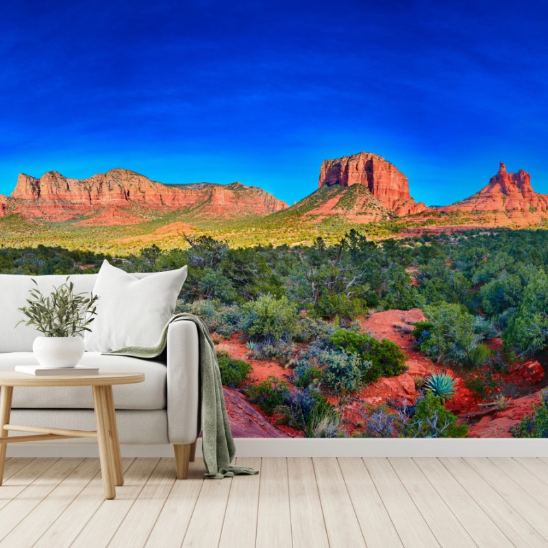 Fototapete panoramablick auf Bell Rock und Courthouse Butte, Sedona – Wallnifity®