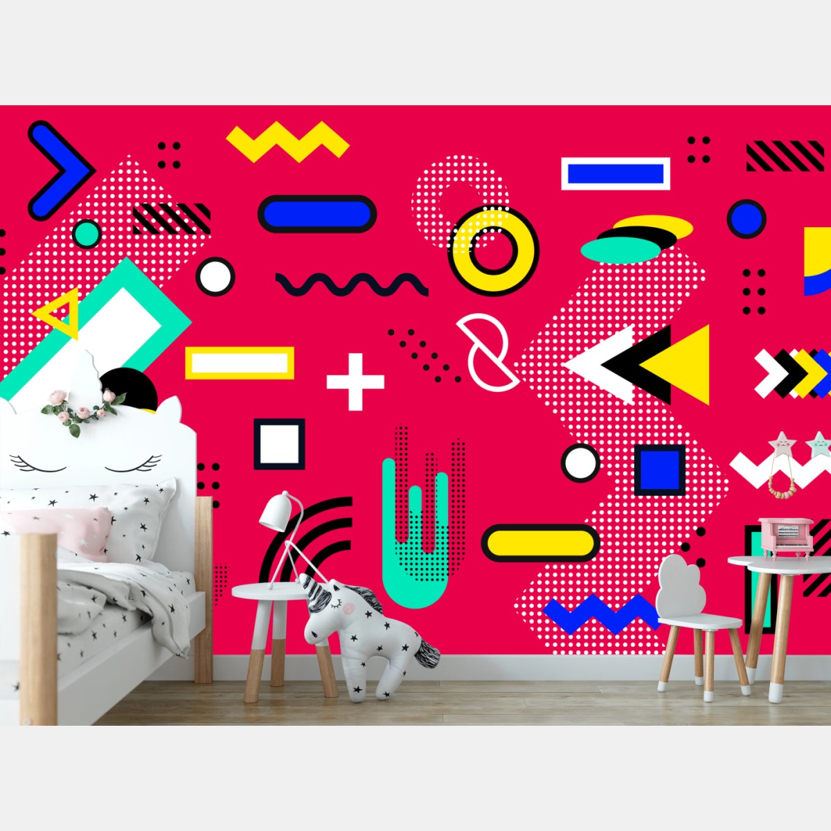 Fototapete lebhaftes geometrisches pop-muster – Wallnifity®