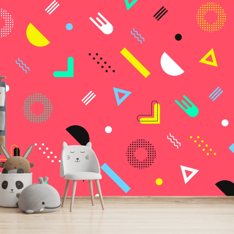 Fototapete leuchtendes memphis geometrisches muster – Wallnifity®