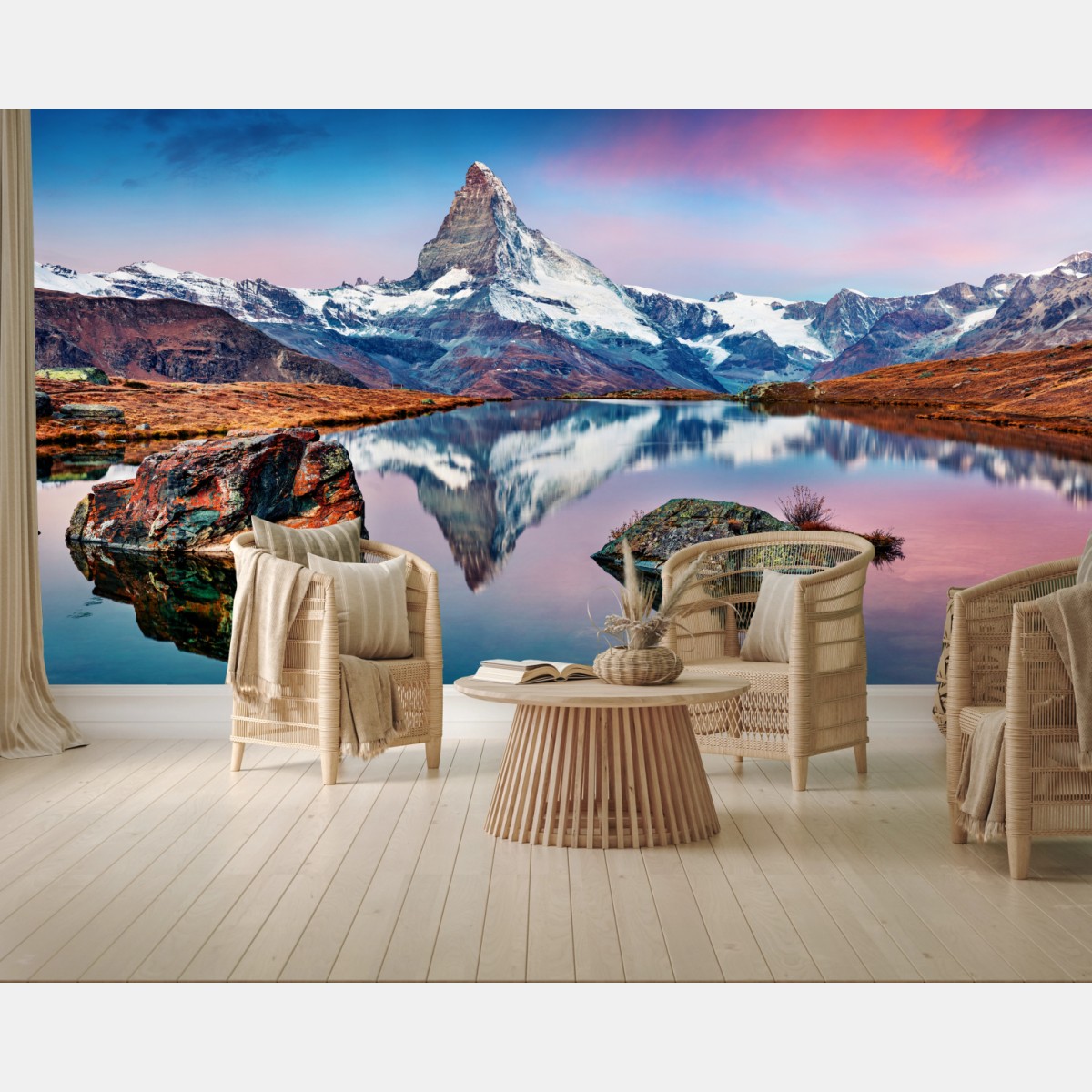 Fototapete spiegelung am Matterhorn bei sonnenaufgang – Wallnifity®