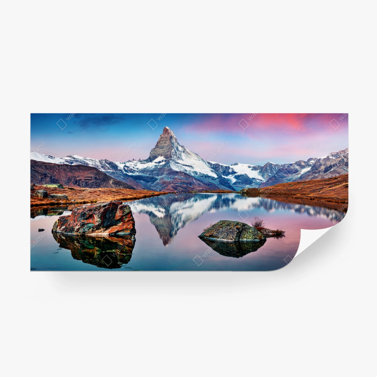 Fototapete spiegelung am Matterhorn bei sonnenaufgang – Wallnifity®