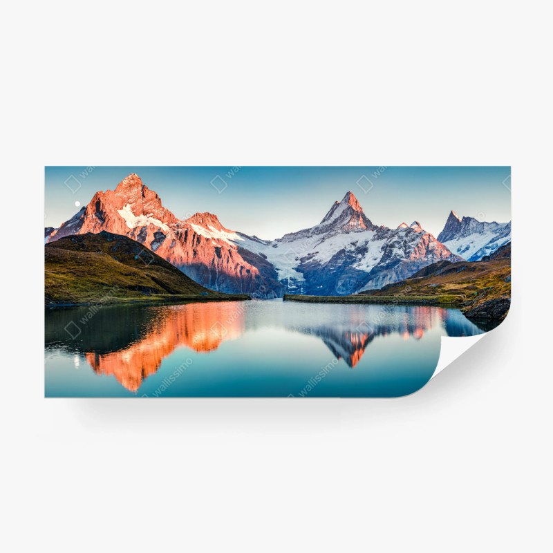 Fototapete gebirgssee mit spiegelung – Wallnifity®