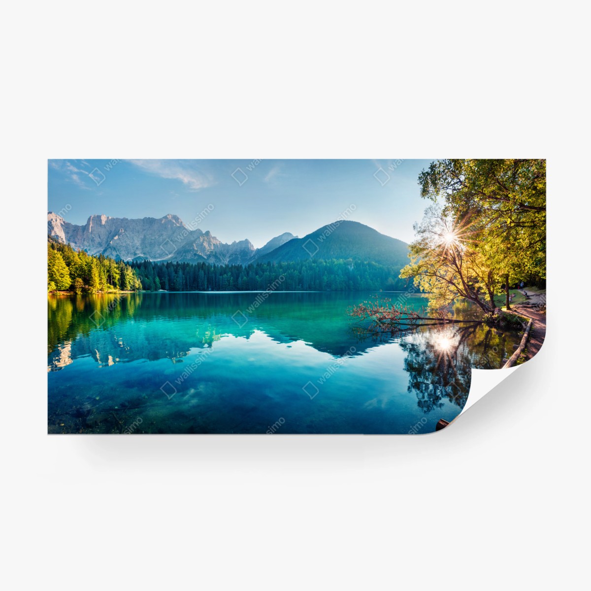 Fototapete sonniger Fusine see, Julische Alpen – Wallnifity®