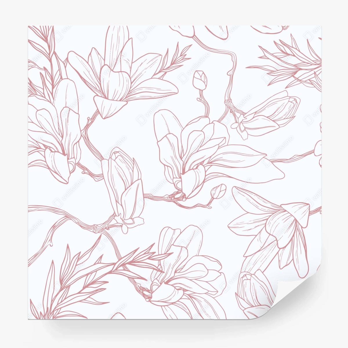 Fototapete zartes magnolienmuster in sanftem rosa – Wallnifity®