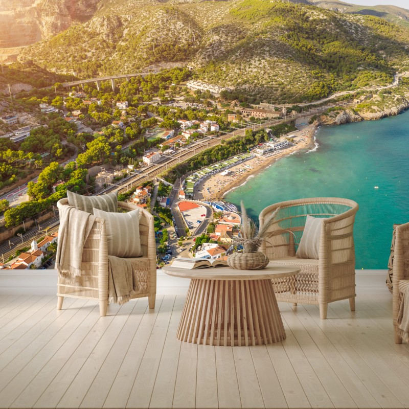 Fototapete türkise küstenlandschaft aus der vogelperspektive – Wallnifity®