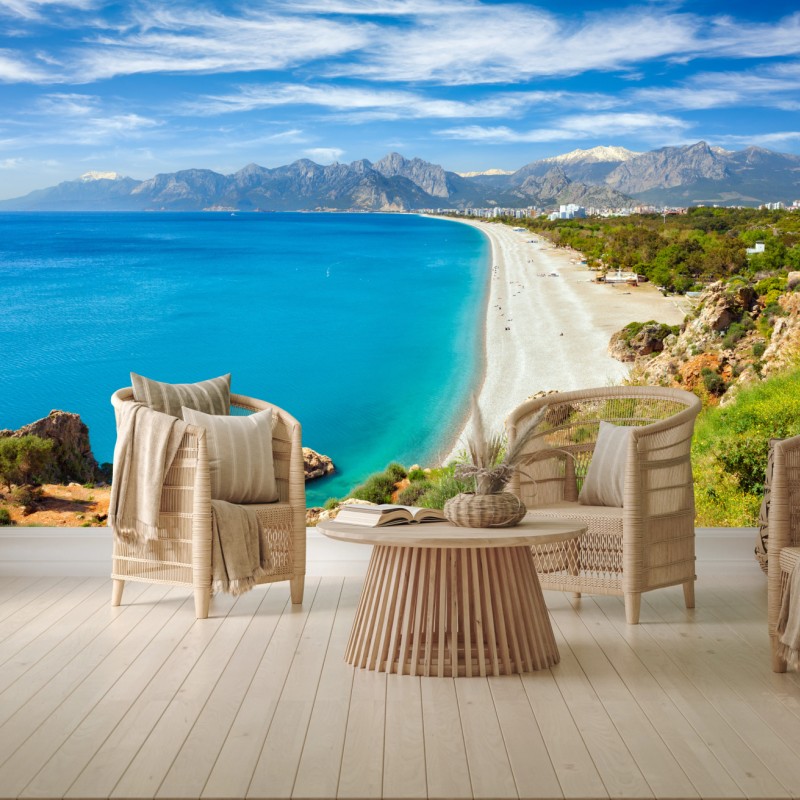 Fototapete ruhiger strand von Konyaalti, Antalya – Wallnifity®