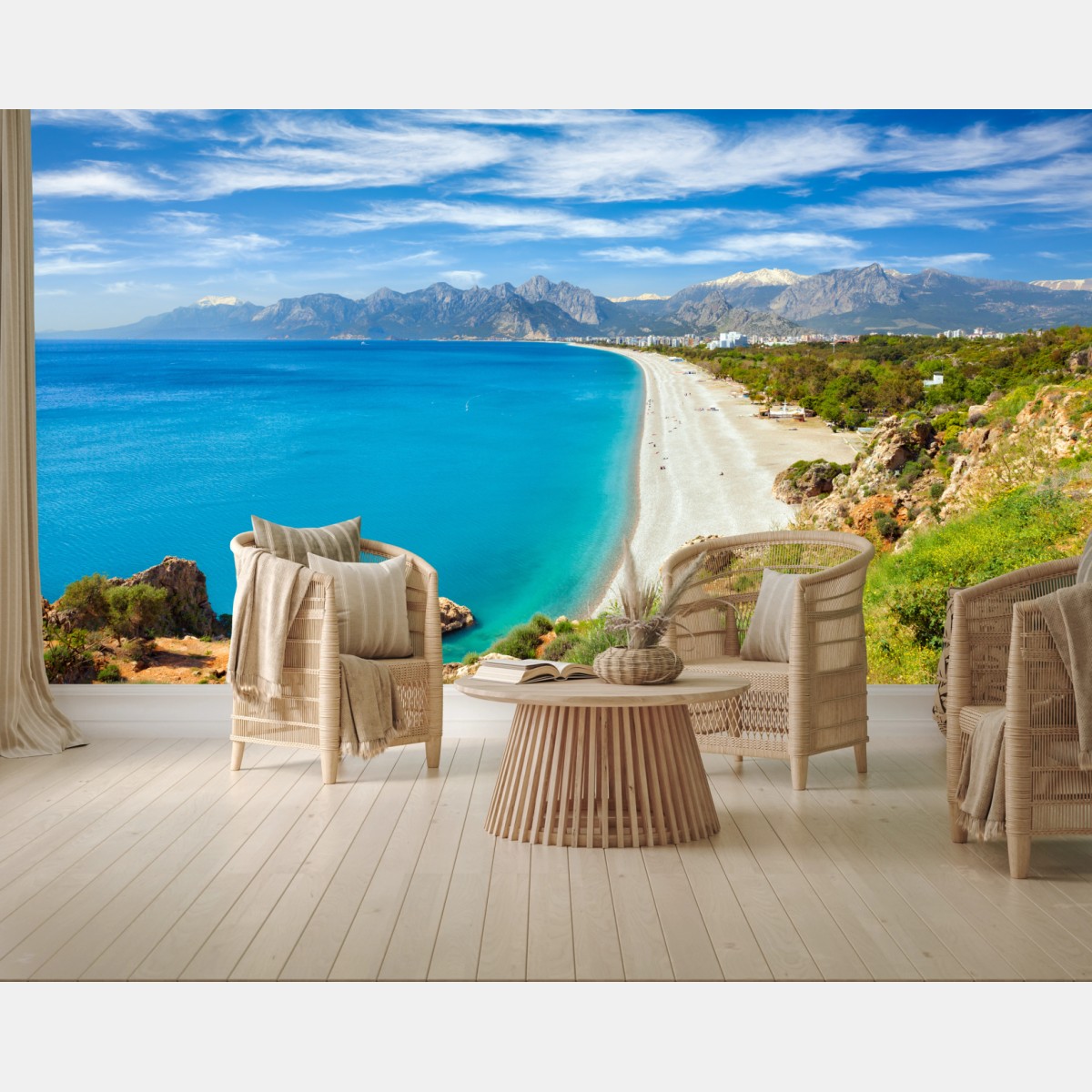 Fototapete ruhiger strand von Konyaalti, Antalya – Wallnifity®