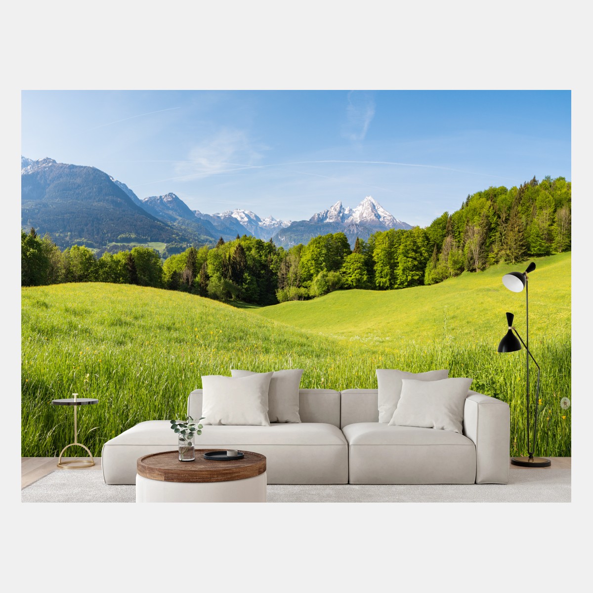 Fototapete ruhiges alpines wiesenpanorama – Wallnifity®
