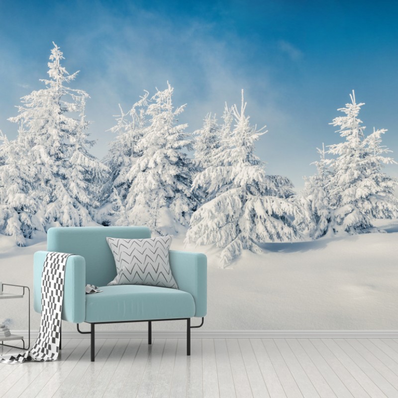 Fototapete panorama verschneiten waldes – Wallnifity®