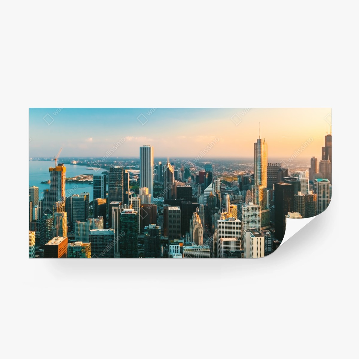 Fototapete Chicago skyline bei sonnenuntergang – Wallnifity®