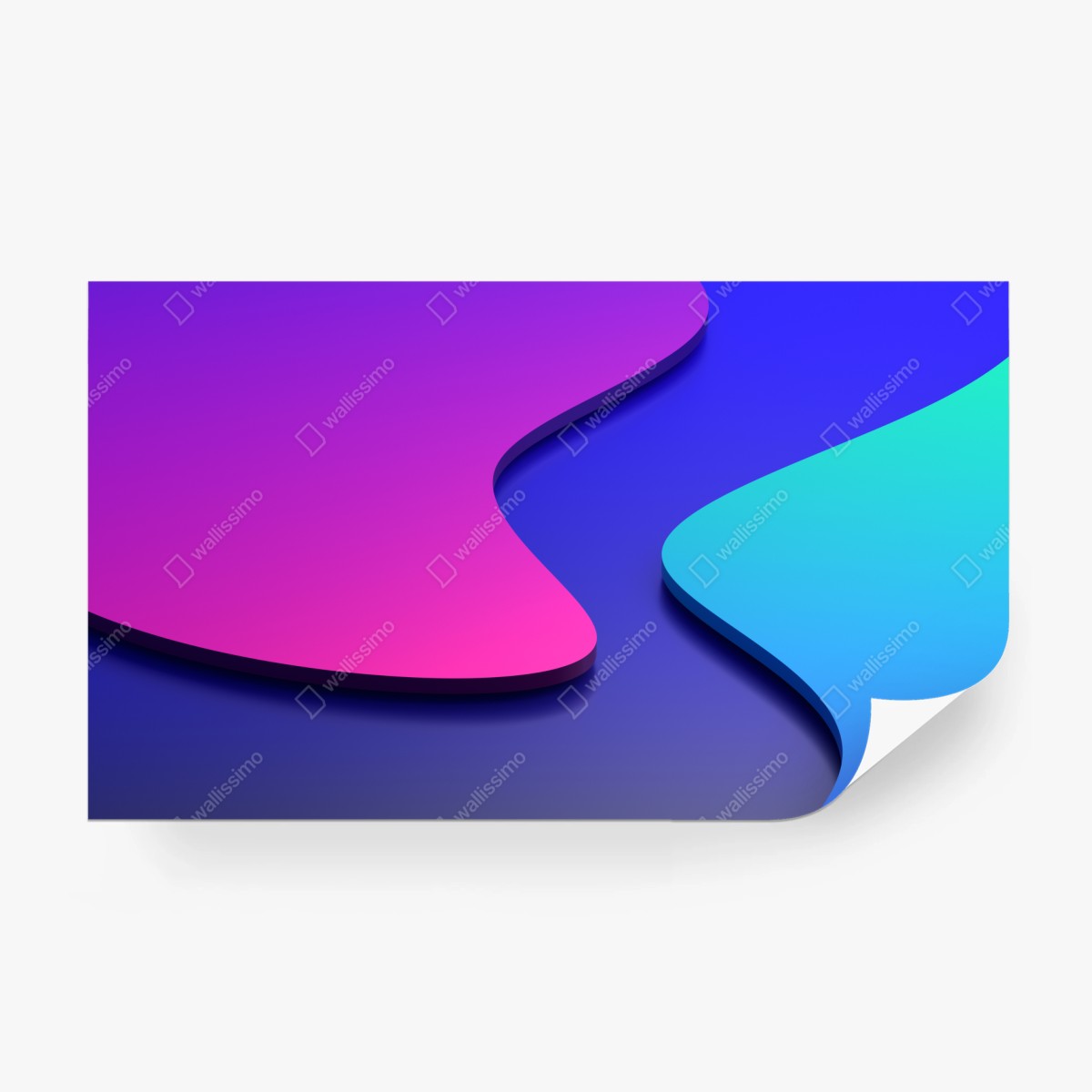 Fototapete leuchtende lila-blaue abstrakte 3d-formen – Wallnifity®