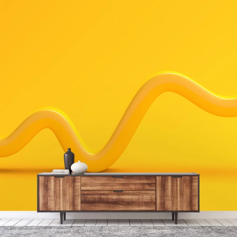 Fototapete sonnige gelbe 3d-abstrakte kurve – Wallnifity®