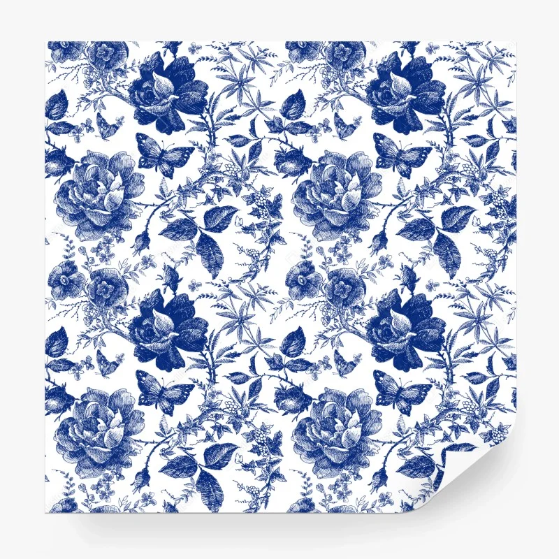 Fototapete blaues blumen toile-muster