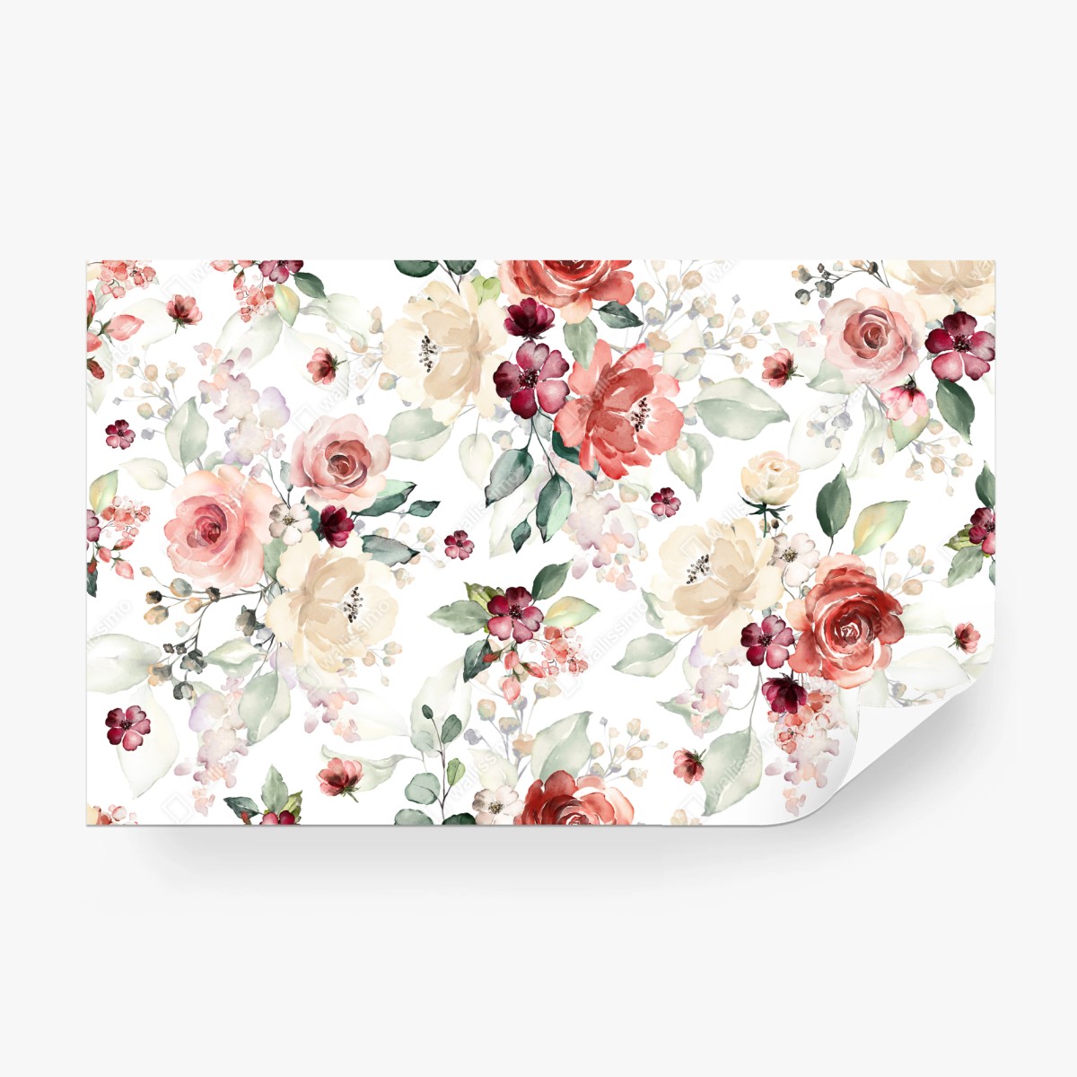 Fototapete zartes aquarell rosenmuster – Wallnifity®